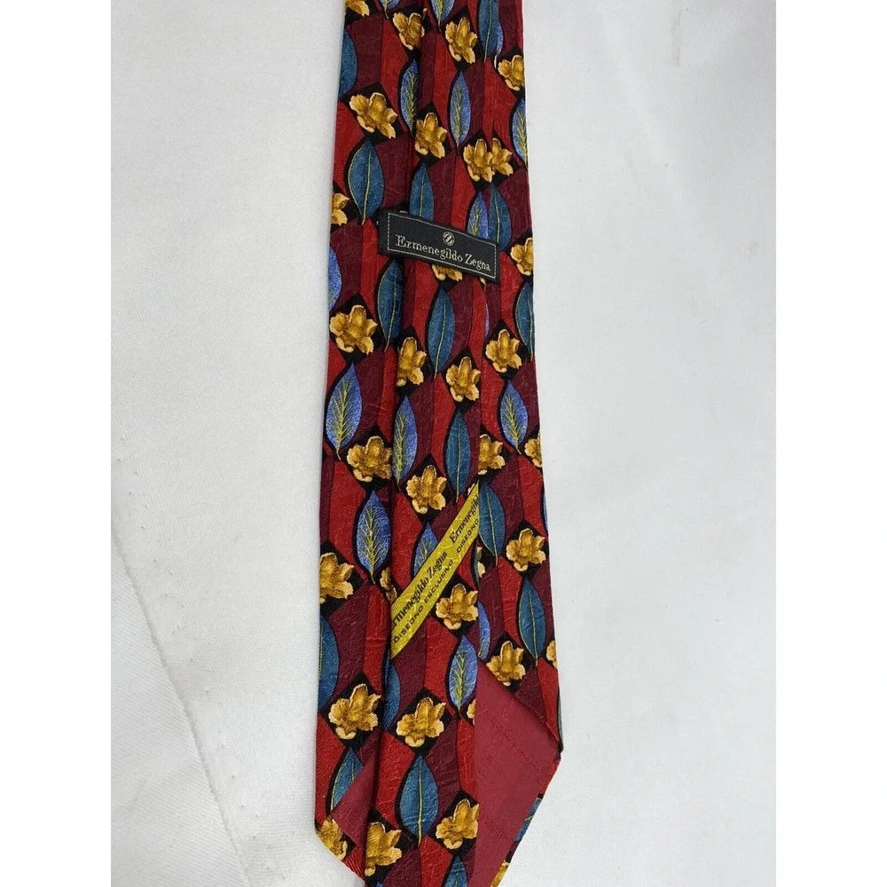 Ermenegildo Zegna Silk Tie Floral Handmade Italy Luxury Old Money Necktie